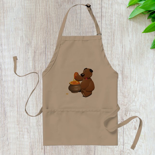 Adorable Honey Loving Bear with Honey Pot  Adult Apron (Creator Uploaded)