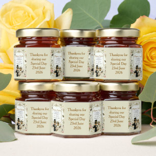 Adorable Honeybees, elegant floral wedding Honey Jar Favors