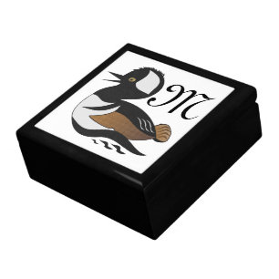Adorable Hooded Merganser Duck Swimming Cartoon Gift Box