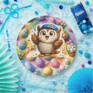 Adorable hoot the owl Easter bunny eggs Paper Plates