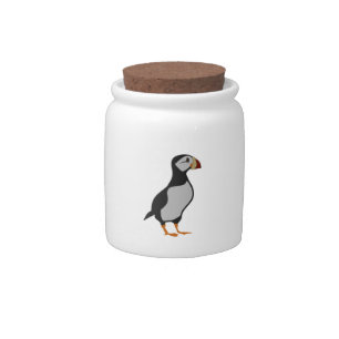 Adorable Horned Puffin Standing Cartoon Candy Jar