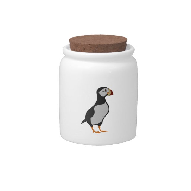 Adorable Horned Puffin Standing Cartoon Candy Jar (Front)
