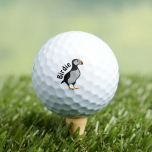 Adorable Horned Puffin Standing Cartoon Golf Balls