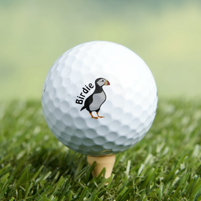Adorable Horned Puffin Standing Cartoon Golf Balls (Insitu Tee)