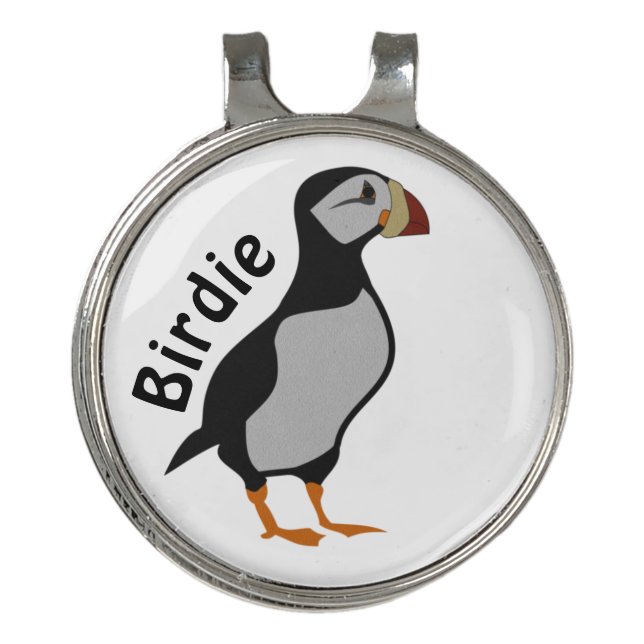Adorable Horned Puffin Standing Cartoon Golf Hat Clip (Front)