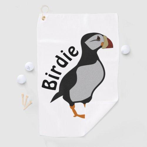 Adorable Horned Puffin Standing Cartoon Golf Towel