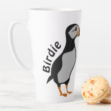 Adorable Horned Puffin Standing Cartoon
