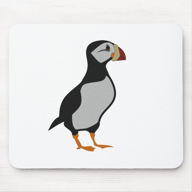Adorable Horned Puffin Standing Cartoon Mouse Pad (Front)