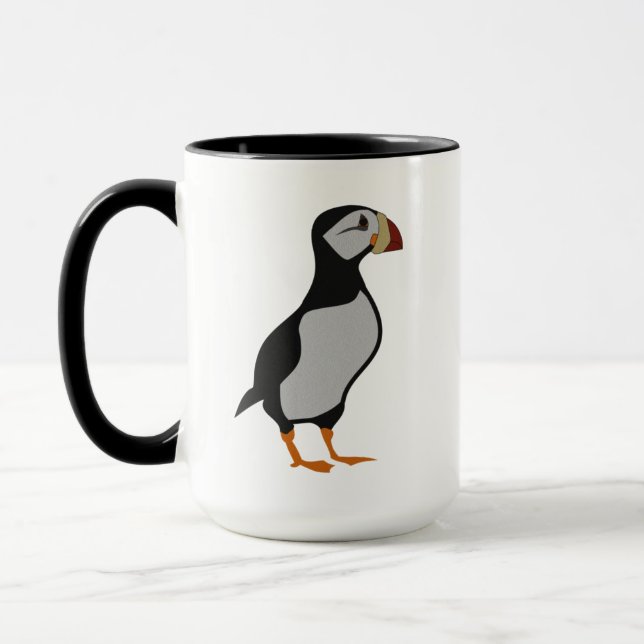 Adorable Horned Puffin Standing Cartoon Mug (Left)