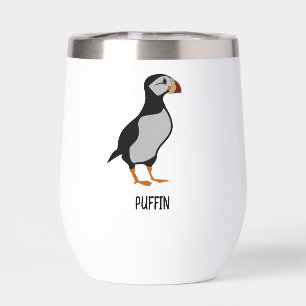 Adorable Horned Puffin Standing Cartoon Thermal Wine Tumbler