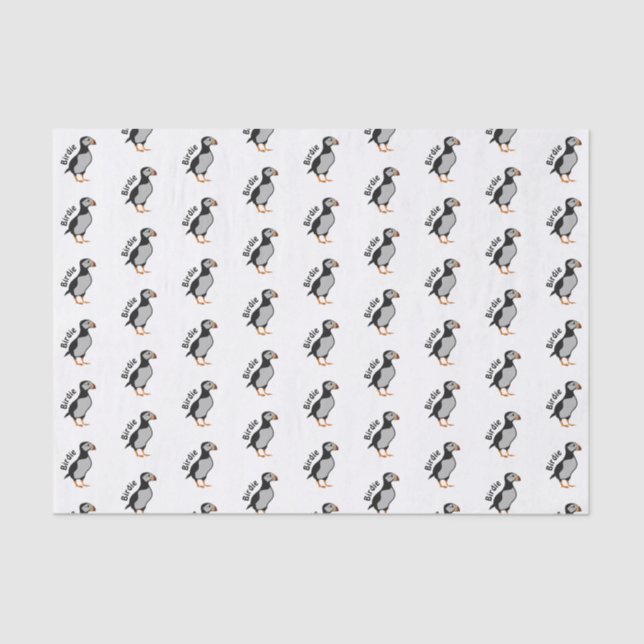 Adorable Horned Puffin Standing Cartoon Tissue Paper (Front)
