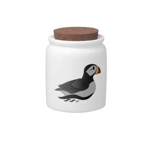Adorable Horned Puffin Swimming Cartoon Candy Jar