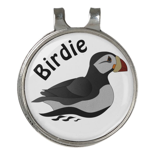 Adorable Horned Puffin Swimming Cartoon Golf Hat Clip (Front)