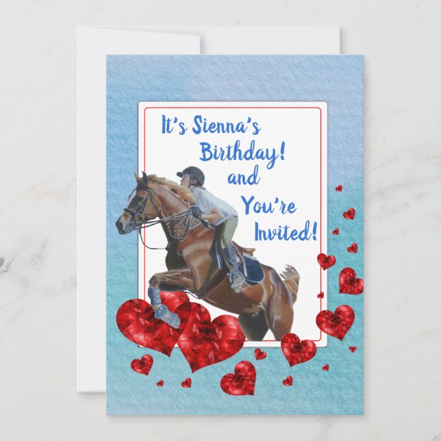 Adorable Horse Jumper Invitations (Front)