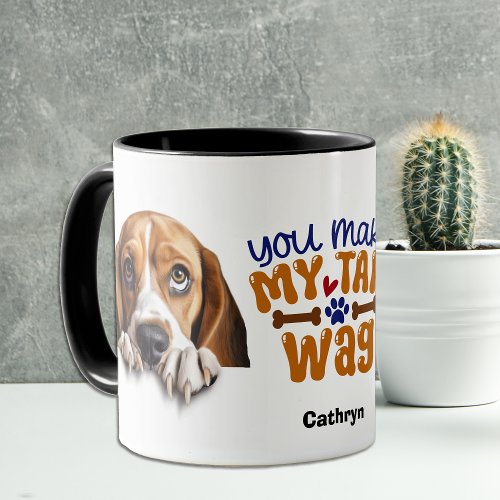Adorable Hound Dog You Make My Tail Wag Mug