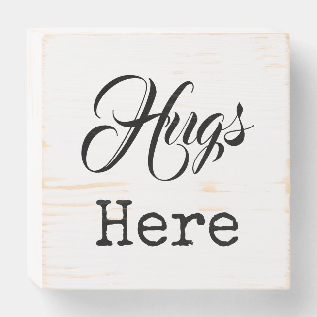 Adorable Hugs Here 4Amand Wooden Box Sign (Front Horizontal)