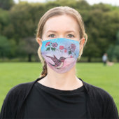 Adorable Hummingbird and Flowers Adult Cloth Face Mask (Outside)