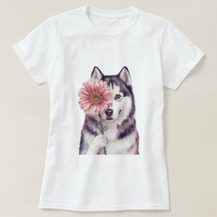 Adorable Husky Watercolor Illustration T-Shirt