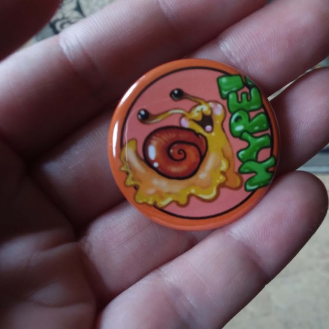 Adorable HYPE! Snail Emote Button (Hype-adorable excited snail emote button!)