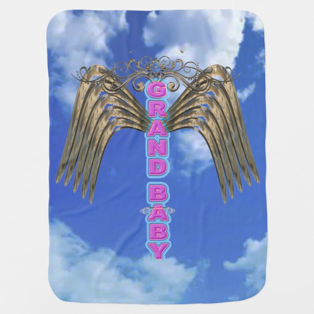Adorable “I Love My Grand Baby” Baby Blanket (Front)
