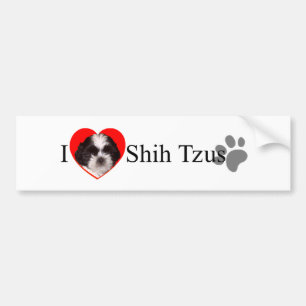 Adorable I Love Shih Tzus Bumper Sticker