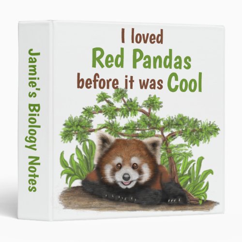 Adorable I Loved Red Panda Kids 3 Ring Binder