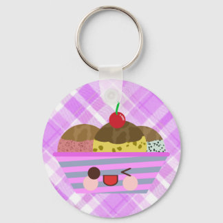 Adorable Ice Cream Sundae Flavors Tasty Plaid Keychain