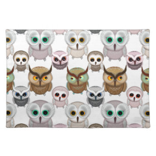 Adorable Illustrated Owls Pattern Cloth Placemat