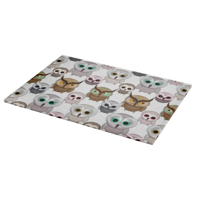Adorable Illustrated Owls Pattern Cutting Board (Corner)
