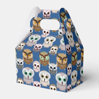 Adorable Illustrated Owls Pattern Favor Boxes