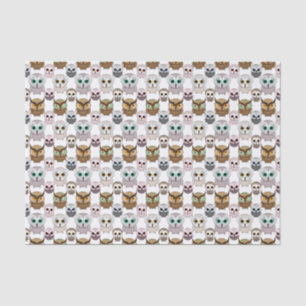 Adorable Illustrated Owls Pattern Tissue Paper