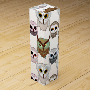Adorable Illustrated Owls Pattern Wine Box