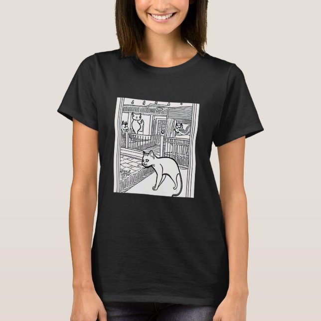 Adorable Illustration Stray Cat Feline Kitten Kitt T-Shirt (Front)