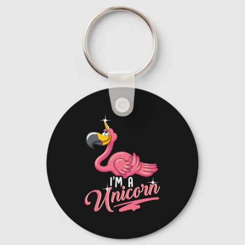 Adorable Im a Unicorn Flamingo Cute Animal Keychain