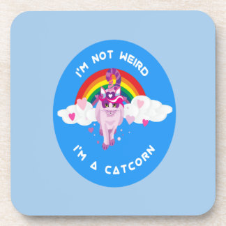 Adorable I'm Not Weird I'm a Catcorn Beverage Coaster