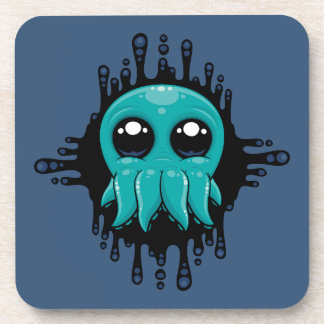 Adorable Inky Baby Octopus Friend Beverage Coaster