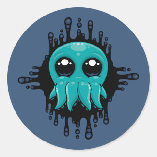 Adorable Inky Baby Octopus Friend Classic Round Sticker