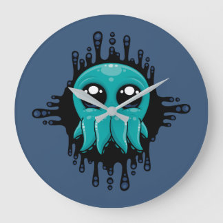 Adorable Inky Baby Octopus Friend Large Clock
