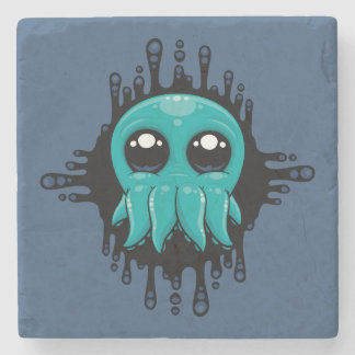 Adorable Inky Baby Octopus Friend Stone Coaster