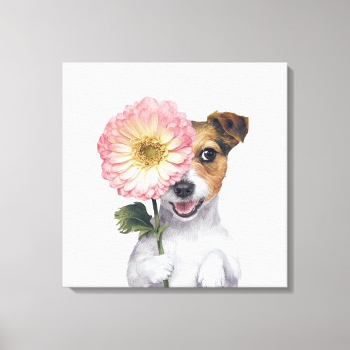  Adorable Jack Russell Watercolor Illustration Canvas Print