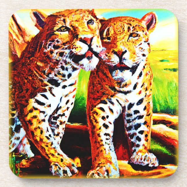 Adorable Jaguar Cubs in the Jungle. Buy Now Beverage Coaster (Front)