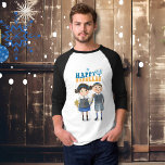 Adorable Jewish couple Hanukkah Holiday T-Shirt<br><div class="desc">This cute t-shirt features a couple of whimsical cute characters dressed in Jewish-inspired blue-toned clothing. It is an original design. You Can transfer it to any t-shirt or Sweatshirt in light colors and it also looks great in black. Check our collection for more shirts and decorative items including postcards, invitations,...</div>