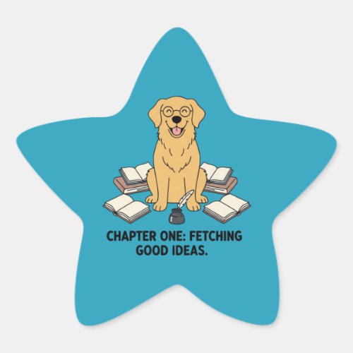 Adorable Journaling Golden Retriever Puppy Star Sticker