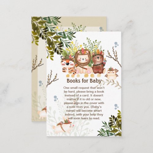 Adorable Jungle Animals Baby BOOK Poem Request Enclosure Card