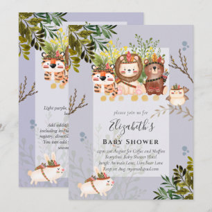 Adorable Jungle Animals Baby Boys Shower Invite