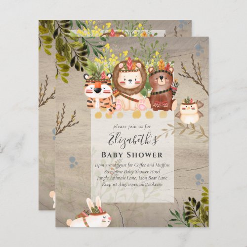 Adorable Jungle Animals Baby Boys Shower Invite