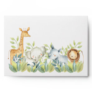 Adorable Jungle Animals Baby Shower Envelope
