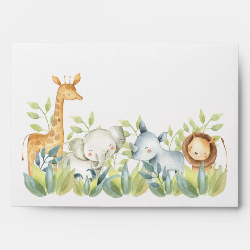Adorable Jungle Animals Baby Shower Envelope