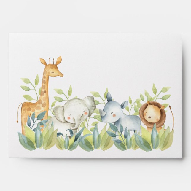 Adorable Jungle Animals Baby Shower Envelope (Front)