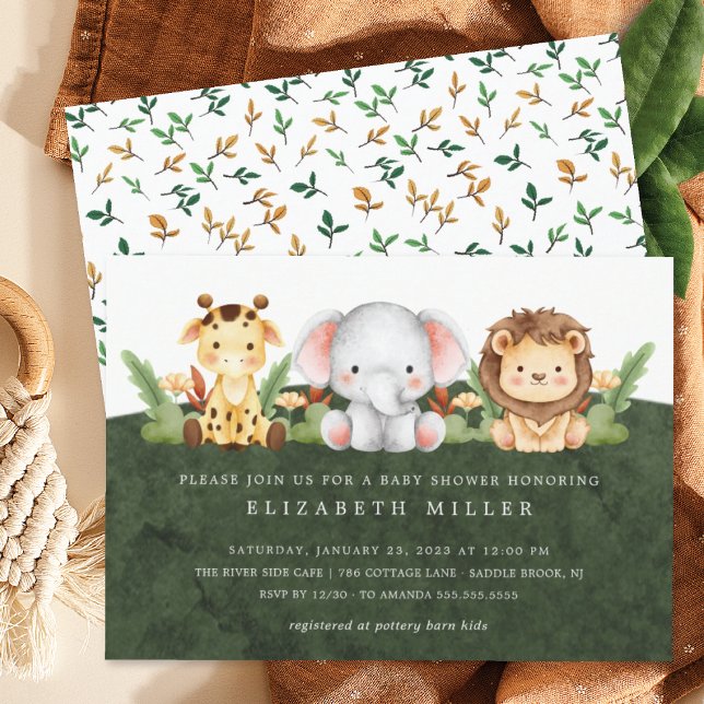 Adorable Jungle Animals Baby Shower Invitation (Creator Uploaded)